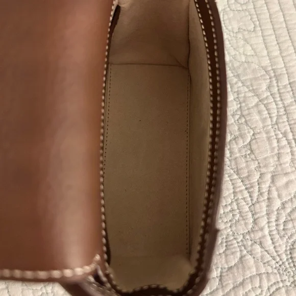 STRATHBERRY Mosaic Nano Leather Top-Handle Handbag Crossbody in Chocolate Brown - Picture 10 of 16